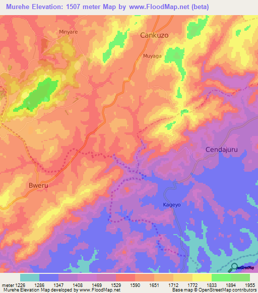 Murehe,Burundi Elevation Map