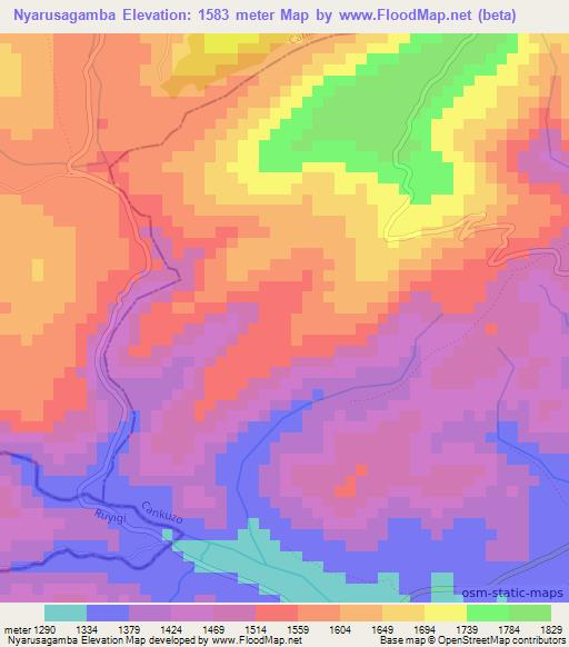 Nyarusagamba,Burundi Elevation Map