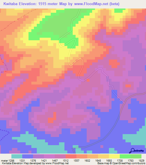 Kwitaba,Burundi Elevation Map