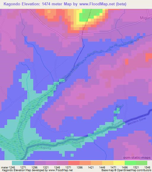 Kagondo,Burundi Elevation Map