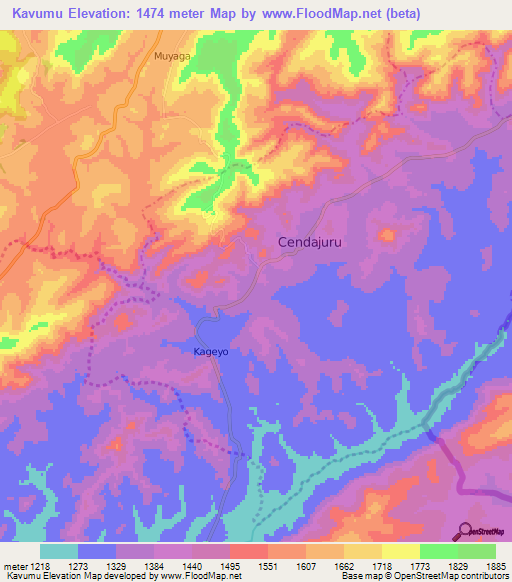 Kavumu,Burundi Elevation Map