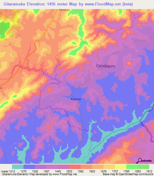 Gitaramuka,Burundi Elevation Map