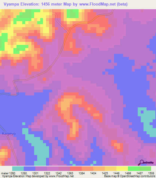 Vyampa,Burundi Elevation Map