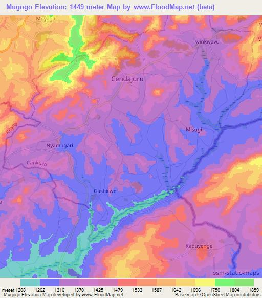 Mugogo,Burundi Elevation Map