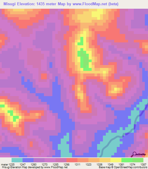 Misugi,Burundi Elevation Map