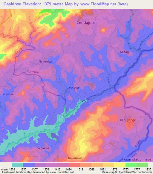 Gashirwe,Burundi Elevation Map