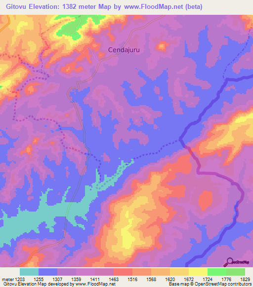 Gitovu,Burundi Elevation Map