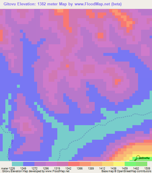 Gitovu,Burundi Elevation Map