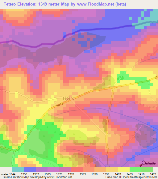 Tetero,Burundi Elevation Map