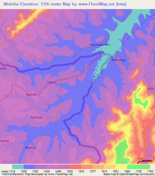Mishiha,Burundi Elevation Map