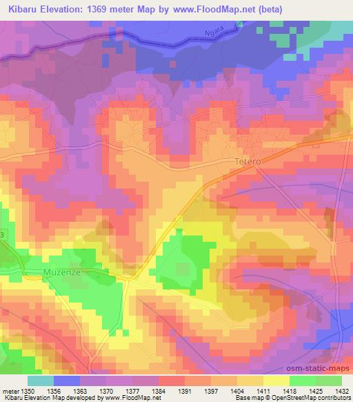 Kibaru,Burundi Elevation Map