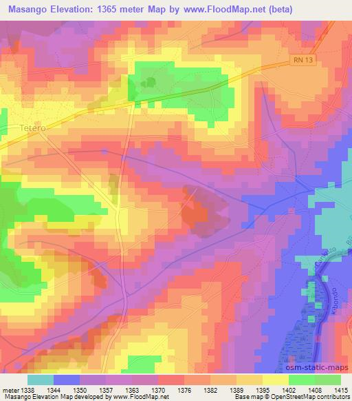 Masango,Burundi Elevation Map