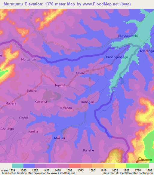 Murutuntu,Burundi Elevation Map