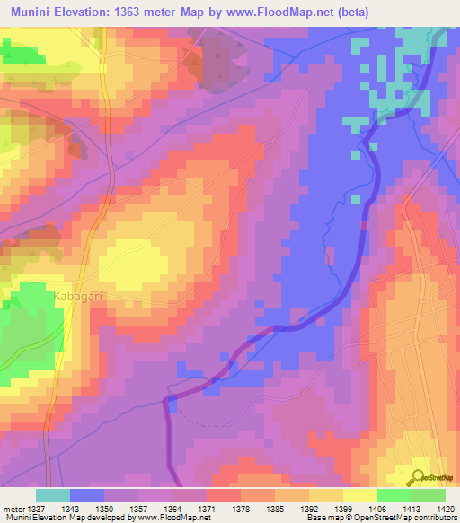 Munini,Burundi Elevation Map