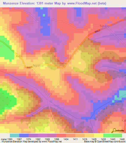 Munzenze,Burundi Elevation Map