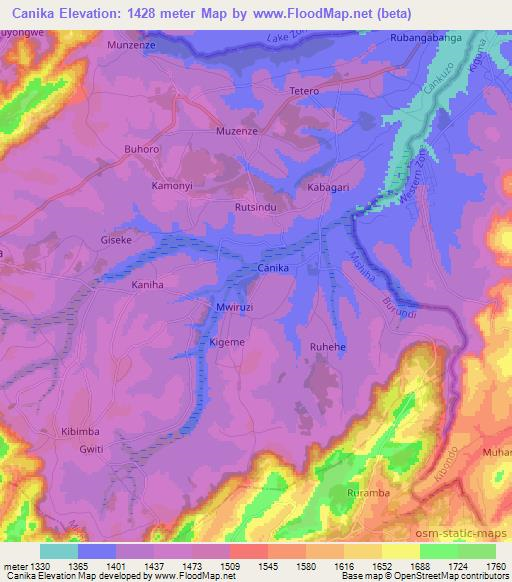 Canika,Burundi Elevation Map