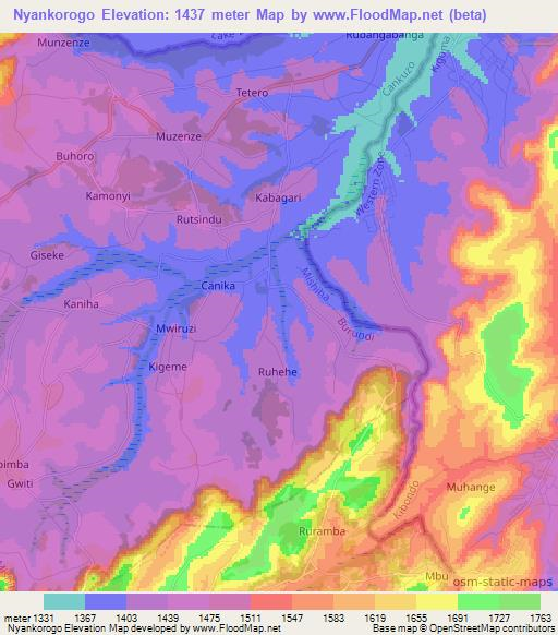 Nyankorogo,Burundi Elevation Map