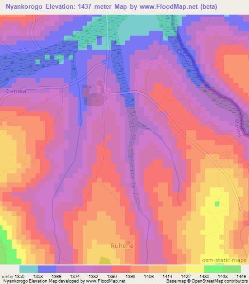 Nyankorogo,Burundi Elevation Map