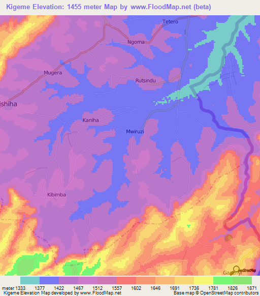 Kigeme,Burundi Elevation Map
