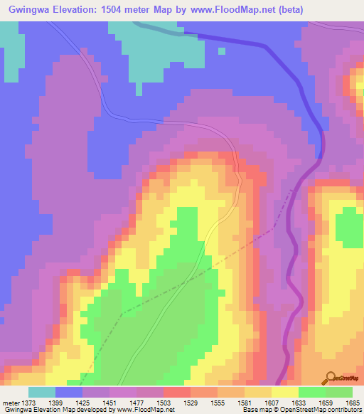 Gwingwa,Burundi Elevation Map