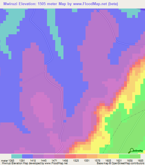 Mwiruzi,Burundi Elevation Map