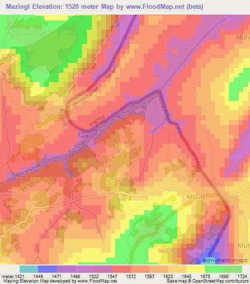 Mazingi,Burundi Elevation Map
