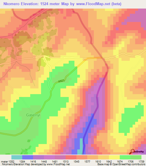 Nkomero,Burundi Elevation Map