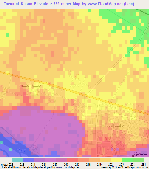 Fatsat al Kusun,Syria Elevation Map