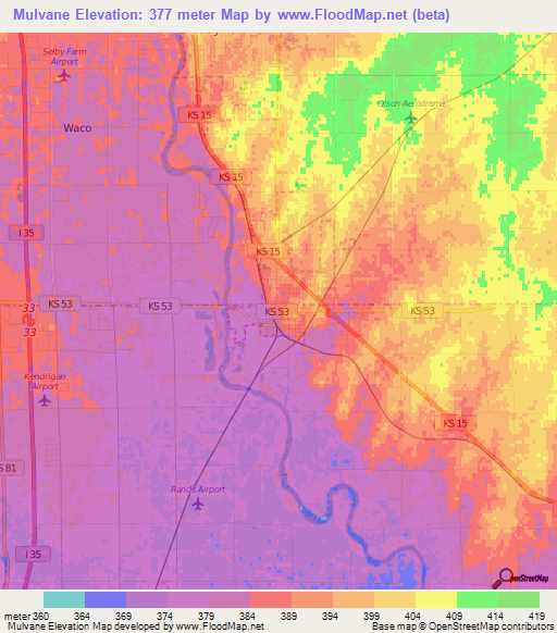 Mulvane,US Elevation Map