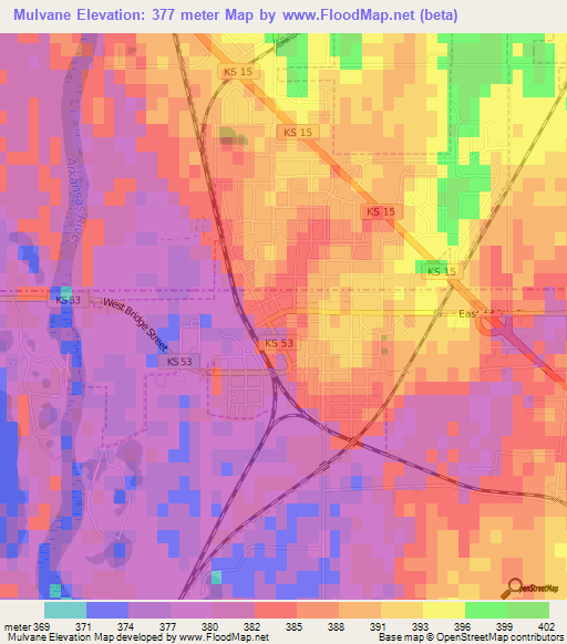 Mulvane,US Elevation Map