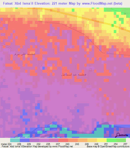 Fatsat `Abd Isma`il,Syria Elevation Map