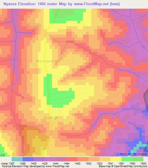 Nyanza,Burundi Elevation Map