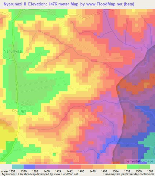 Nyarunazi II,Burundi Elevation Map