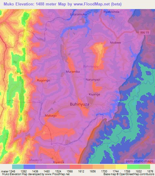 Muko,Burundi Elevation Map