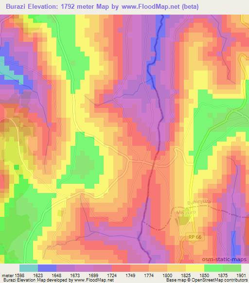 Burazi,Burundi Elevation Map