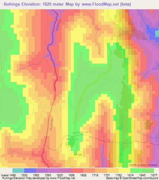 Ruhinga,Burundi Elevation Map