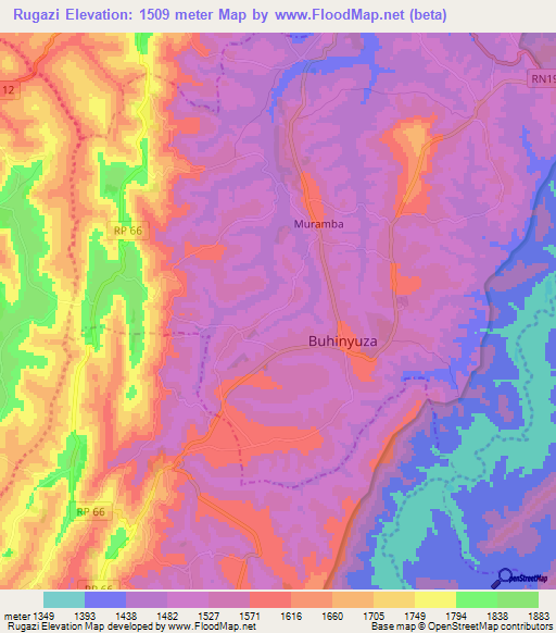 Rugazi,Burundi Elevation Map