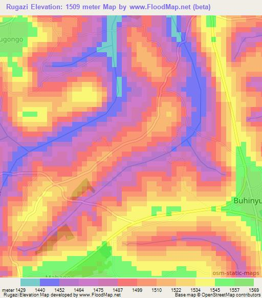 Rugazi,Burundi Elevation Map