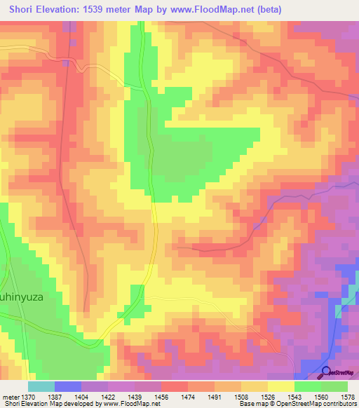 Shori,Burundi Elevation Map