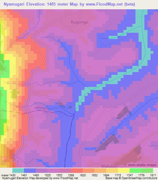 Nyamugari,Burundi Elevation Map
