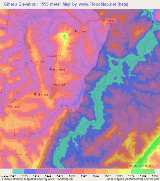 Giheru,Burundi Elevation Map