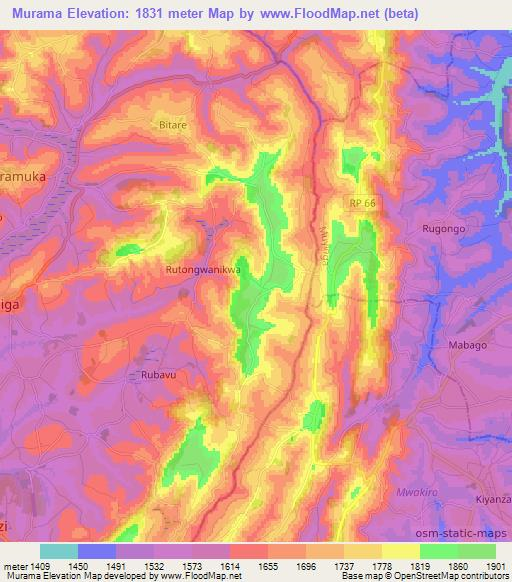 Murama,Burundi Elevation Map