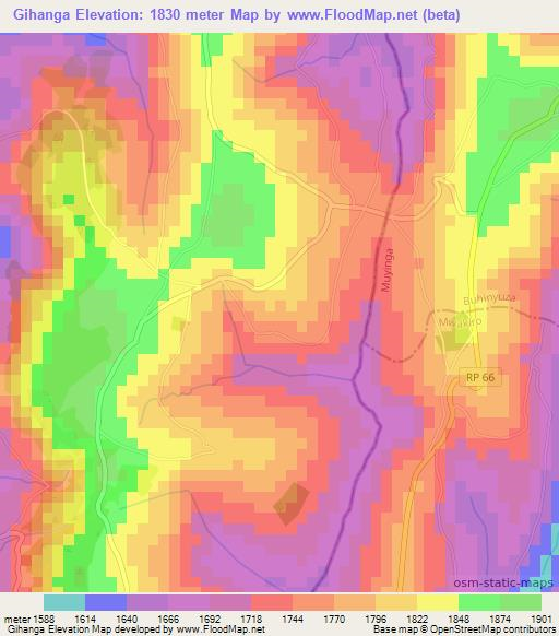 Gihanga,Burundi Elevation Map