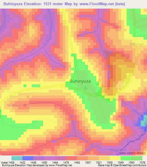 Buhinyuza,Burundi Elevation Map