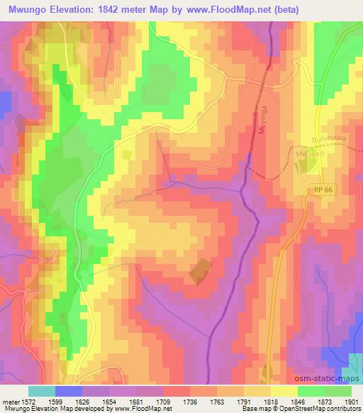 Mwungo,Burundi Elevation Map