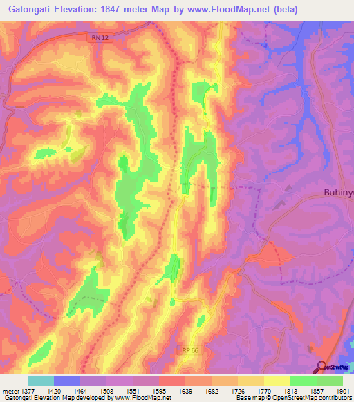 Gatongati,Burundi Elevation Map