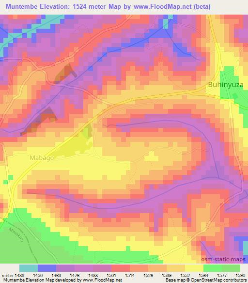 Muntembe,Burundi Elevation Map