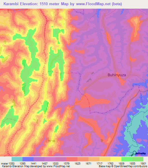 Karambi,Burundi Elevation Map