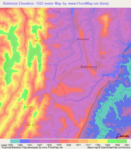 Rubimba,Burundi Elevation Map