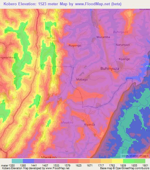Kobero,Burundi Elevation Map